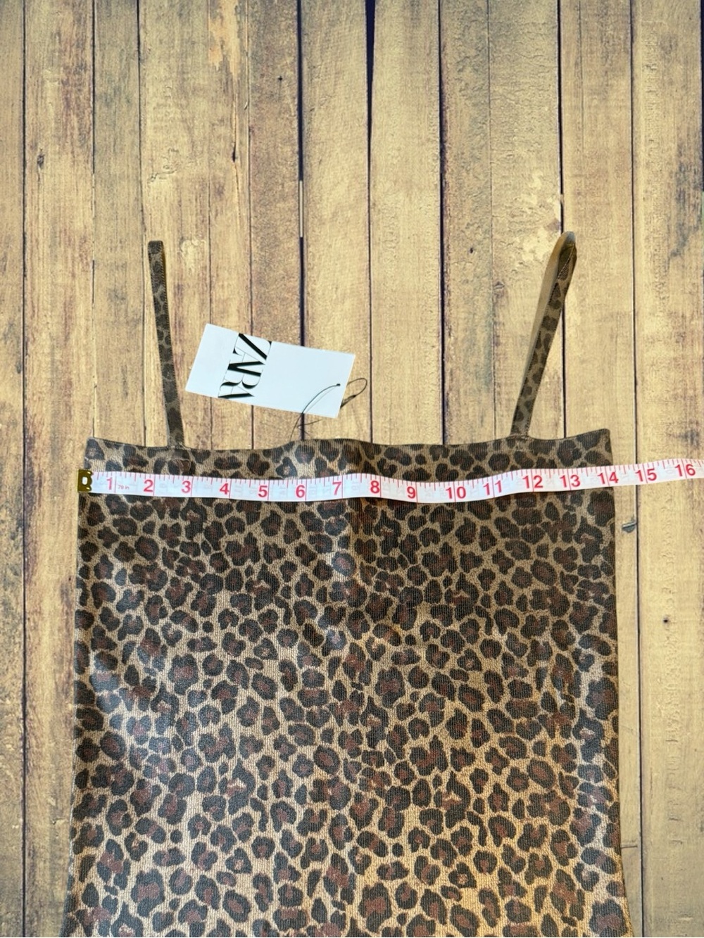 Zara Leopard Print Strappy Foil Knit Midi Animal Print Slip Dress Medium NWT - Picture 5 of 14